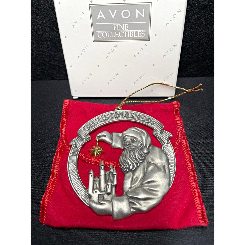 Vintage 1997 Santa "Wish Upon a Star" Pewter Christmas Ornament in Original Box